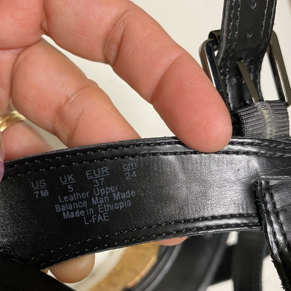 Franco Sarto Women’s Ankle Strap Cork Black Leather Sandals - 7M L-FAE - Picture 14 of 16